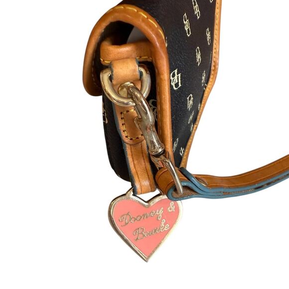 Vintage Dooney & Bourke Canvas Leather Trim Logo Flap Wristlet - Picture 2 of 10